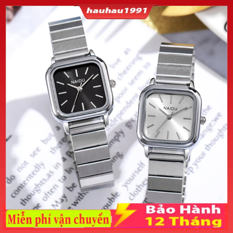 Đồng hồ nữ NAIDU dây kim loại mặt vuông 26mm chống nước giá rẻ