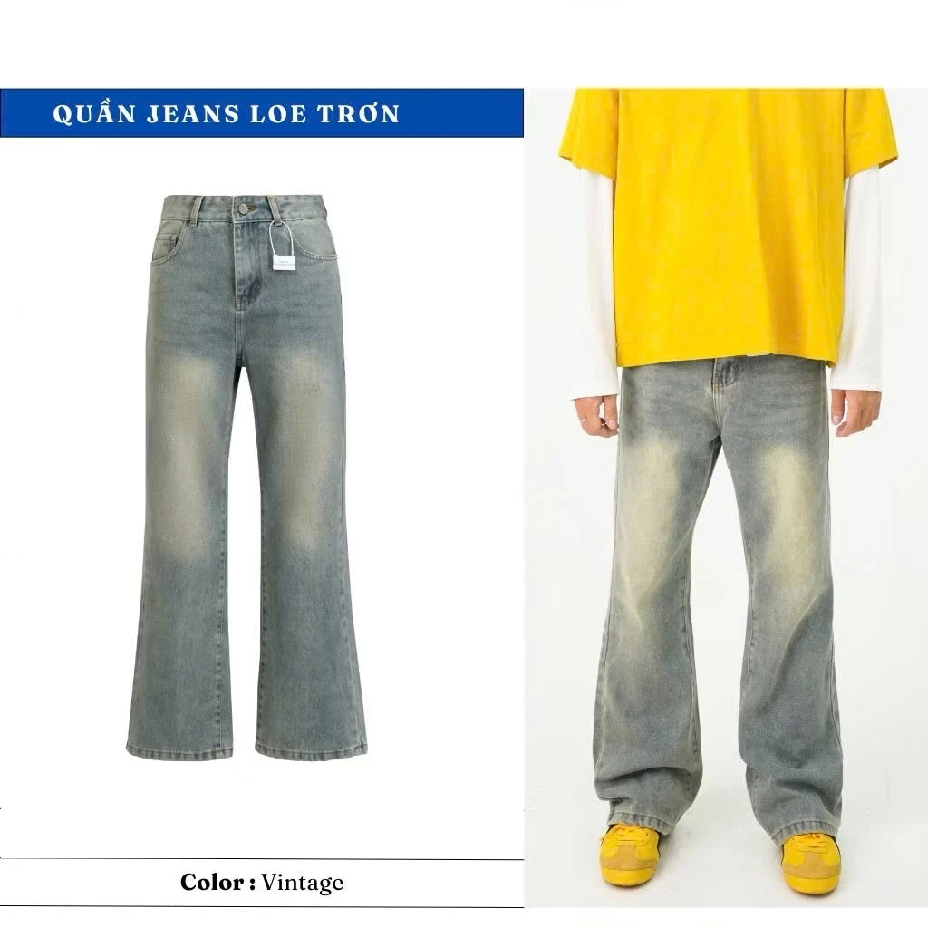 Quần jean ống loe nam wash nhiều màu chất bò cao cấp ROMAN QJ09