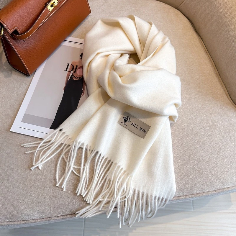 Khăn choàng ALLWIN quàng cổ mùa thu đông Thời trang nam nữ khăn cashmere màu trơn mềm mịn cao cấp 200x33cm