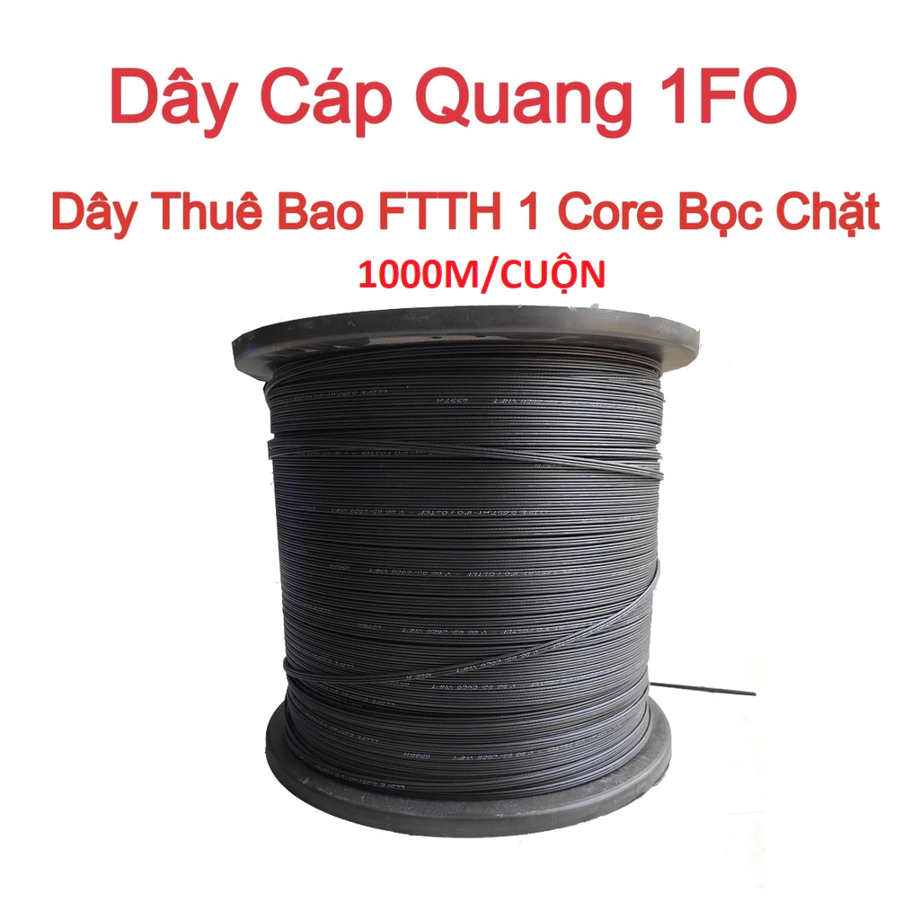 Cuộn 1000M Cáp Quang 1fo Bọc Chặt Có Sợi Chịu Lực