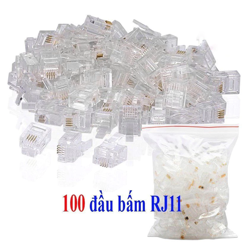 Hạt bấm mạng điện thoại RJ11 100 hạt/túi