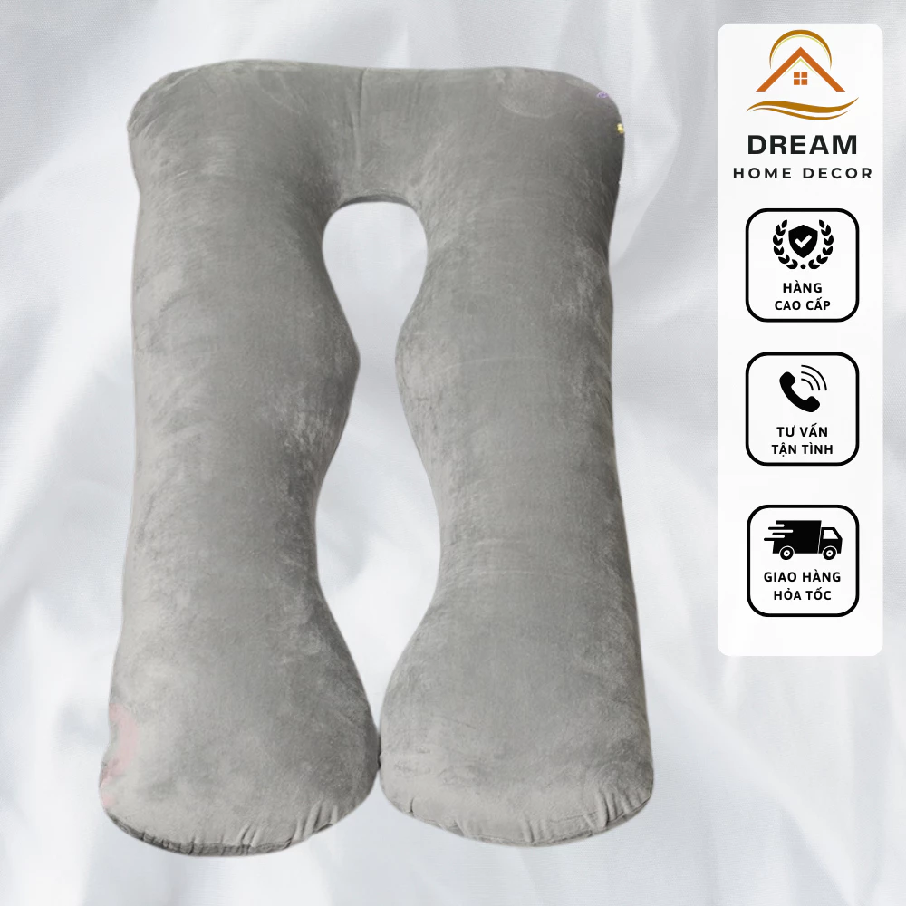 [Đủ Màu] Gối Ôm Bà Bầu, Gối Ôm Ngủ Chống Đau Lưng Chất Liệu Nhung Mềm Mịn, Gòn trắng loại 1