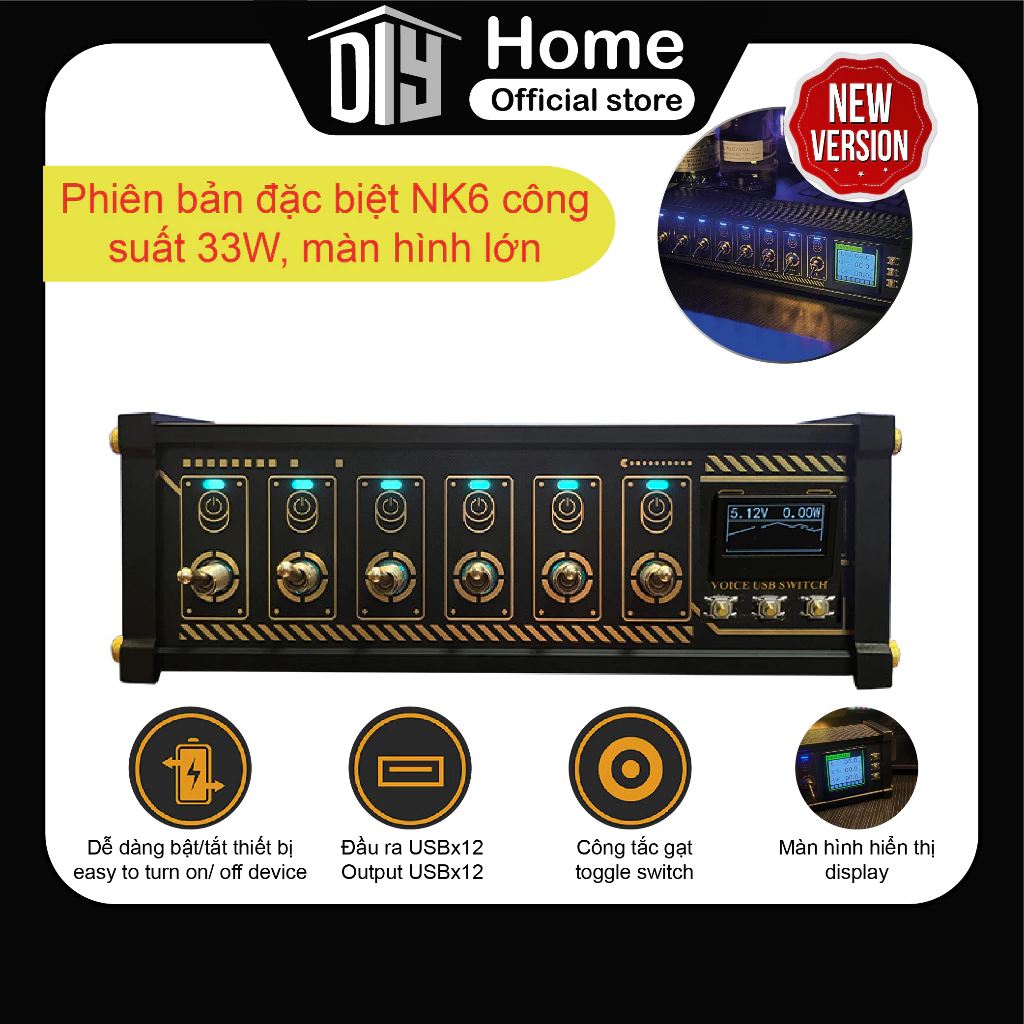 Công tắc tổng Cyberpunk hub USB mở rộng cấp nguồn cho thiết bị màn hình LED