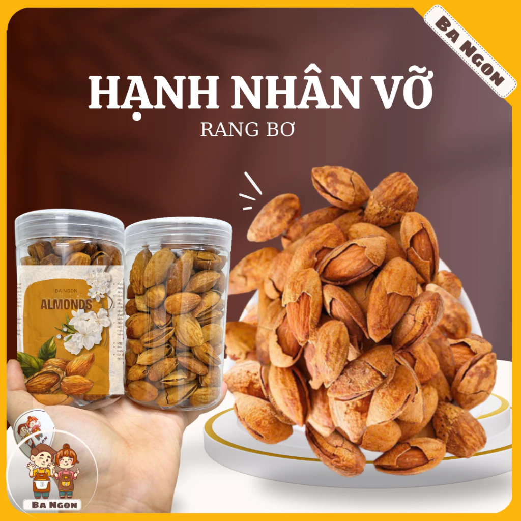 Hạt hạnh nhân rang bơ - hạt to, vỏ đã bào mỏng rang mới rất thơm