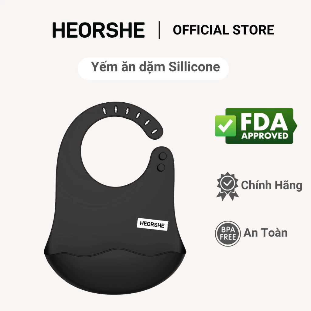 Yếm Ăn Dặm HEORSHE Silcone cao cấp Không chứa BPA chứng nhận an toàn từ FDA HEORSHEVN