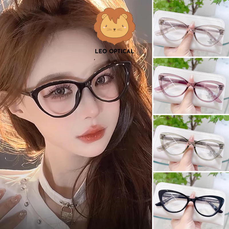 Kính mắt mèo form to gọng thép cứng cáp chuyên lắp cận LEO OPTICAL QQ7009