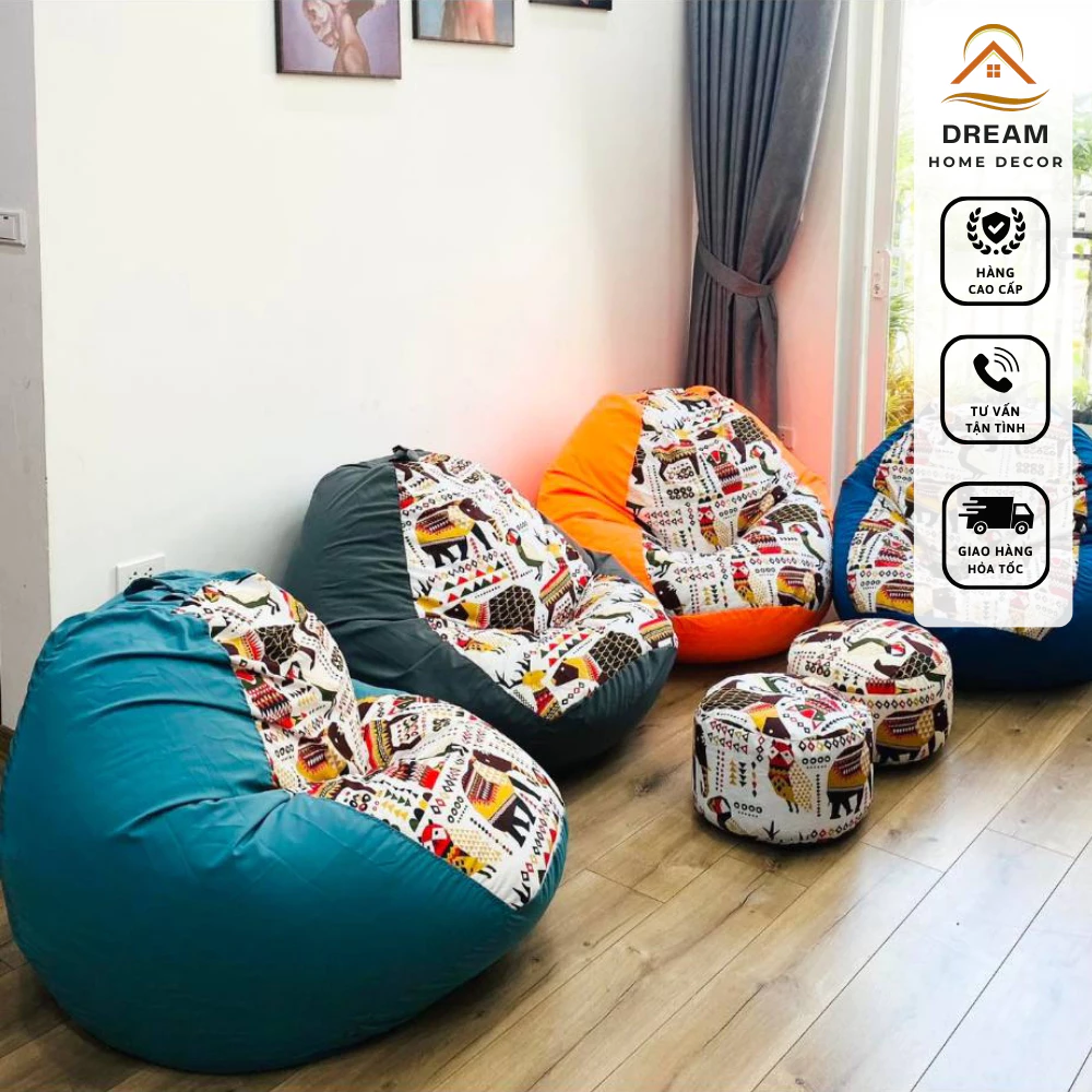 Ghế lười hạt xốp, ghế đọc sách phong cách Hàn Quốc size 60 x 80 (Đã bao gồm vỏ, lót, xốp, không bao gồm đồ gác chân)