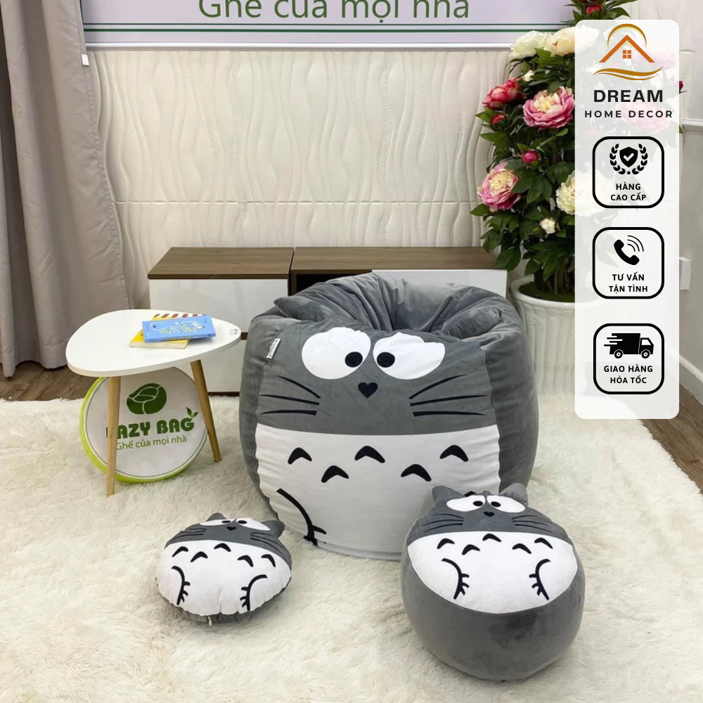 { Hỏa Tốc }Combo bộ 3 ghế lười hạt xốp giúp bé yêu thích việc đọc sách hơn - Mèo Totoro