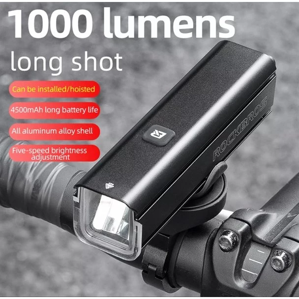 Đèn pha LED Pin sạc ROCKBROS, chống thấm nước, độ sáng 400 - 100 lumen chuyên dụng cho xe đạp