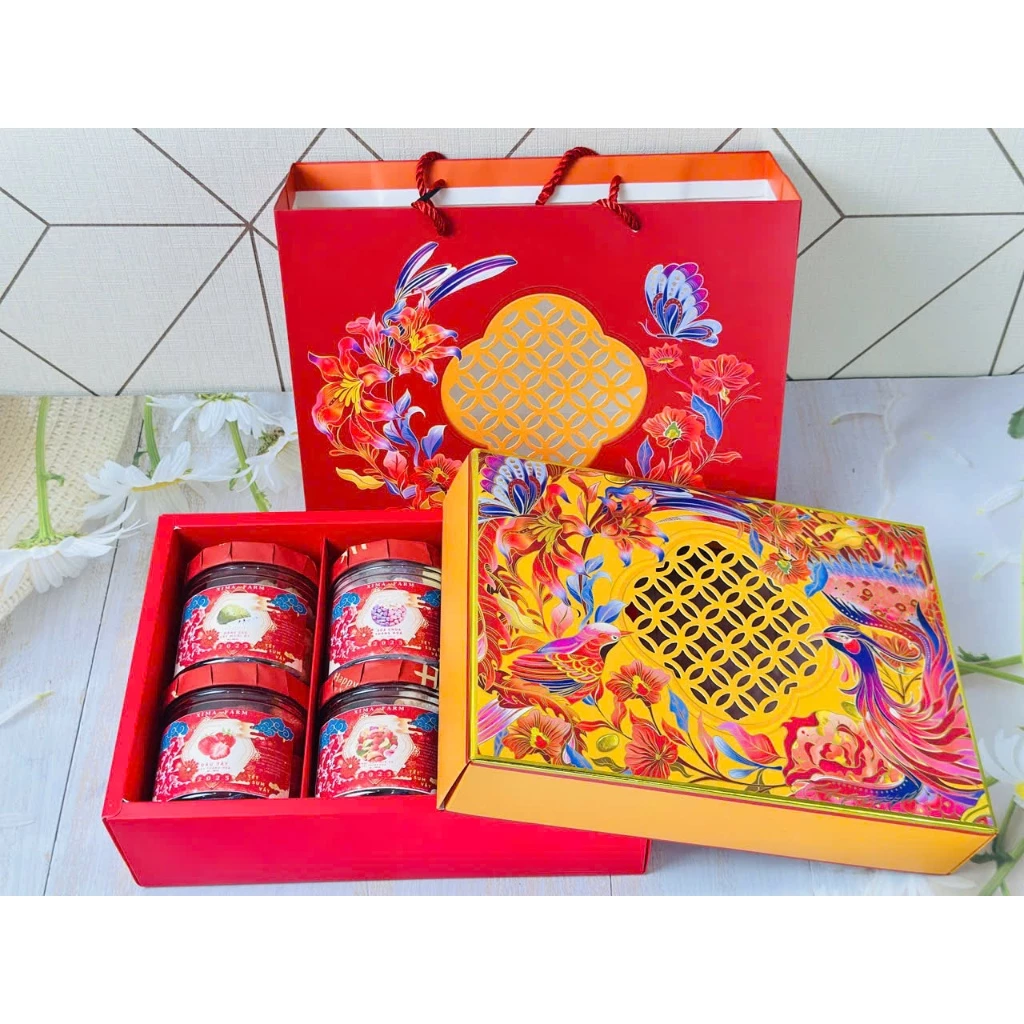 Hộp Quà Tết 6 món Trái Cây Sấy , Bánh Hạt Dinh Dưỡng  , Kẹo Nougat Sữa Chua Trái Cây , Kẹo Sữa Chua Sấy Dẻo /  Ximafarm