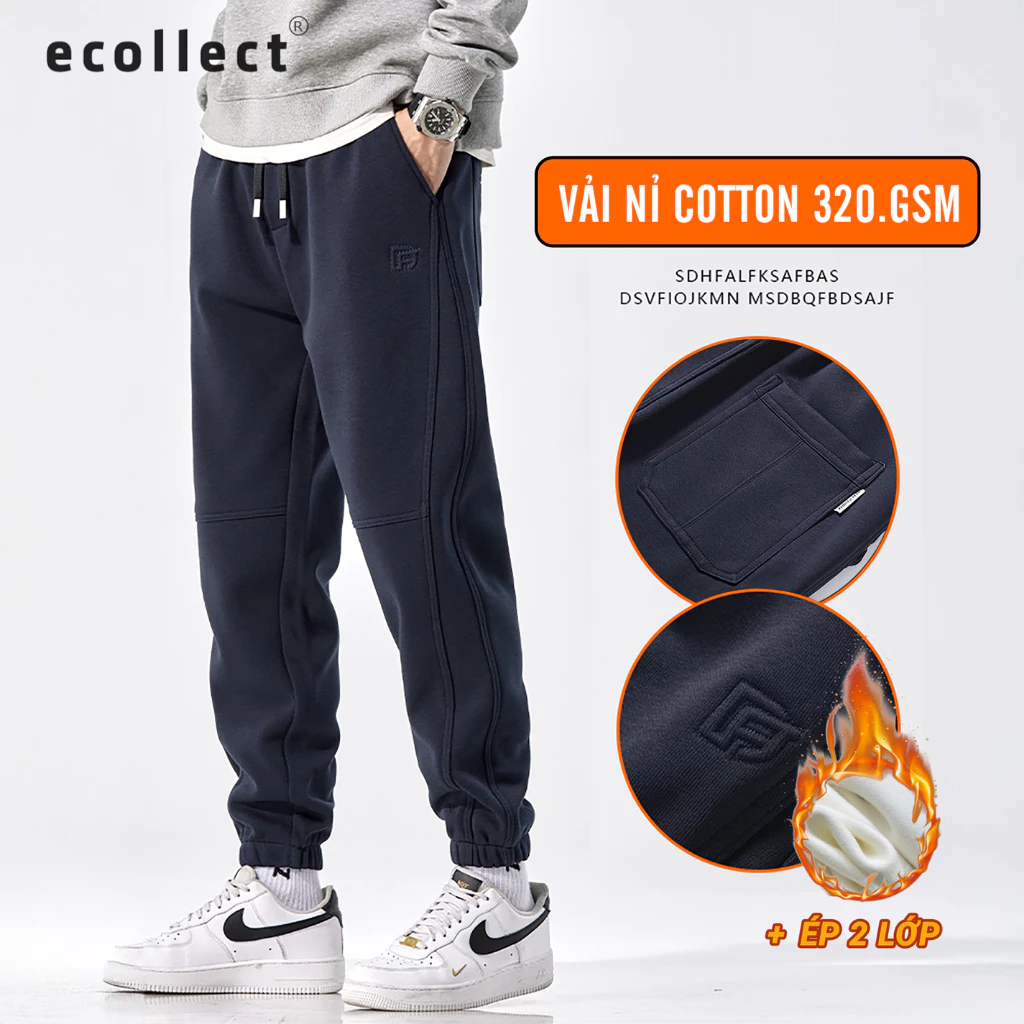 Quần Thể Thao Nam Nỉ Jogger Dáng Rộng ECOLLECT - Dày Ấm, Chất Lượng Cao 320. GSM, Thời Trang Thu Đông - QD11