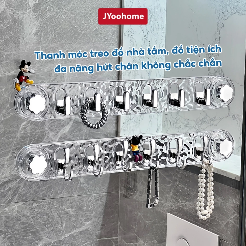 Thanh Móc Treo Đồ Dán Tường Hút Chân Không JYoohome Dính Tường Treo Đồ Tiện Ích Nhà Tắm Nhà Bếp