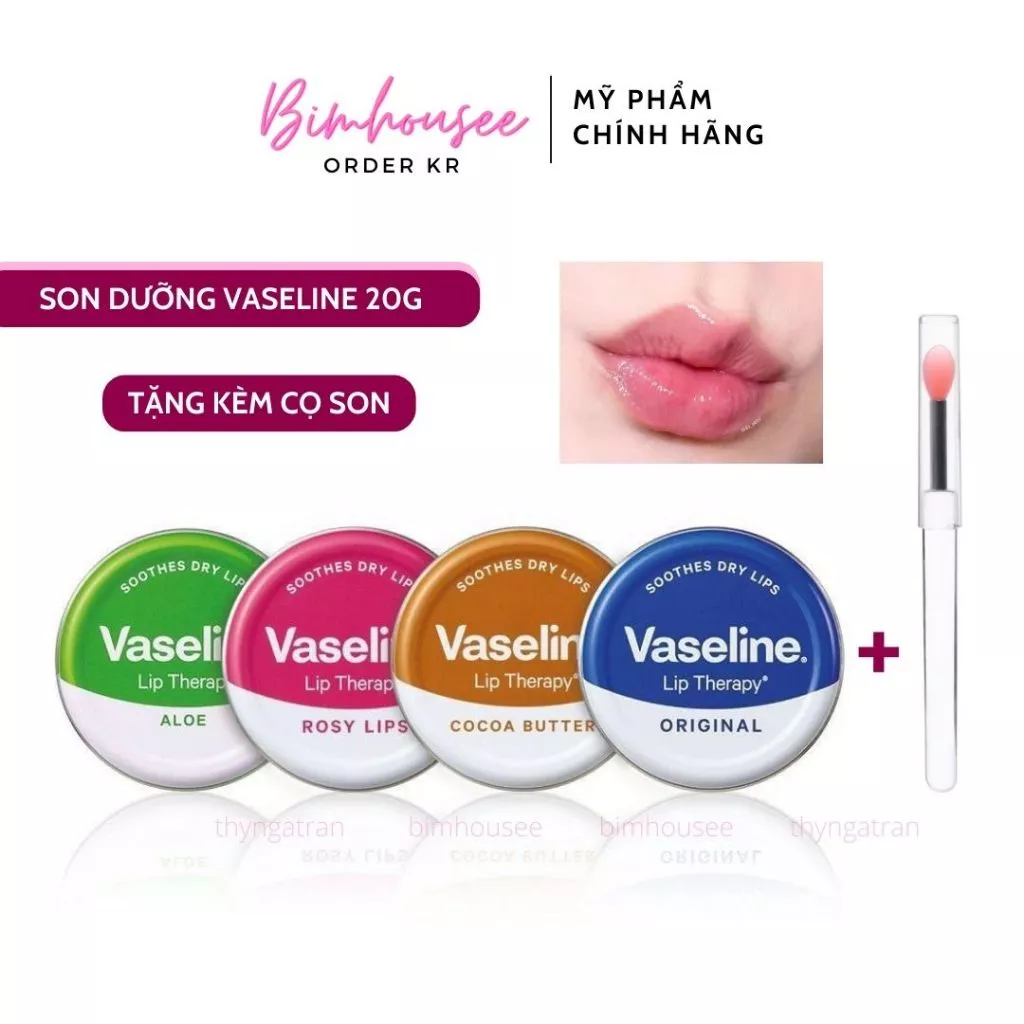 Son dưỡng môi VASELINE hộp thiếc tròn hồng sáp nẻ môi Vaseline Lip Therapy Innisfree 20g Rosy Lips