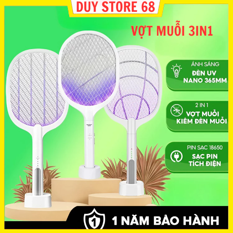 Vợt muỗi tự động kiêm đèn bắt muỗi 2 in 1 tự động sạc tích điện, vợt bắt muỗi thông minh cao cấp để bàn