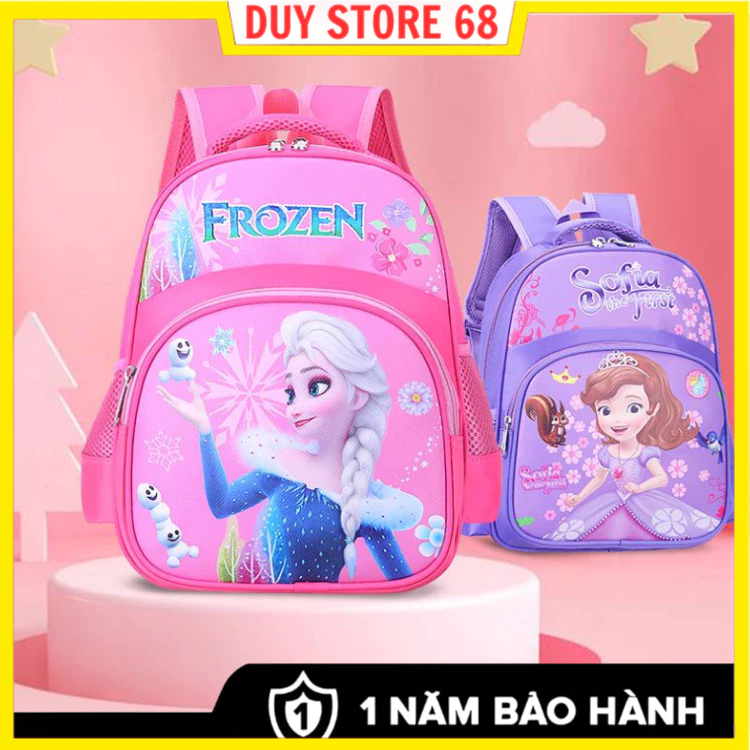 Balo cho bé, Ba lô Mẫu Giáo Nhà Trẻ 1-6 tuổi in họa tiết 3D Siêu Nhân, Công chúa [Size 32cm]