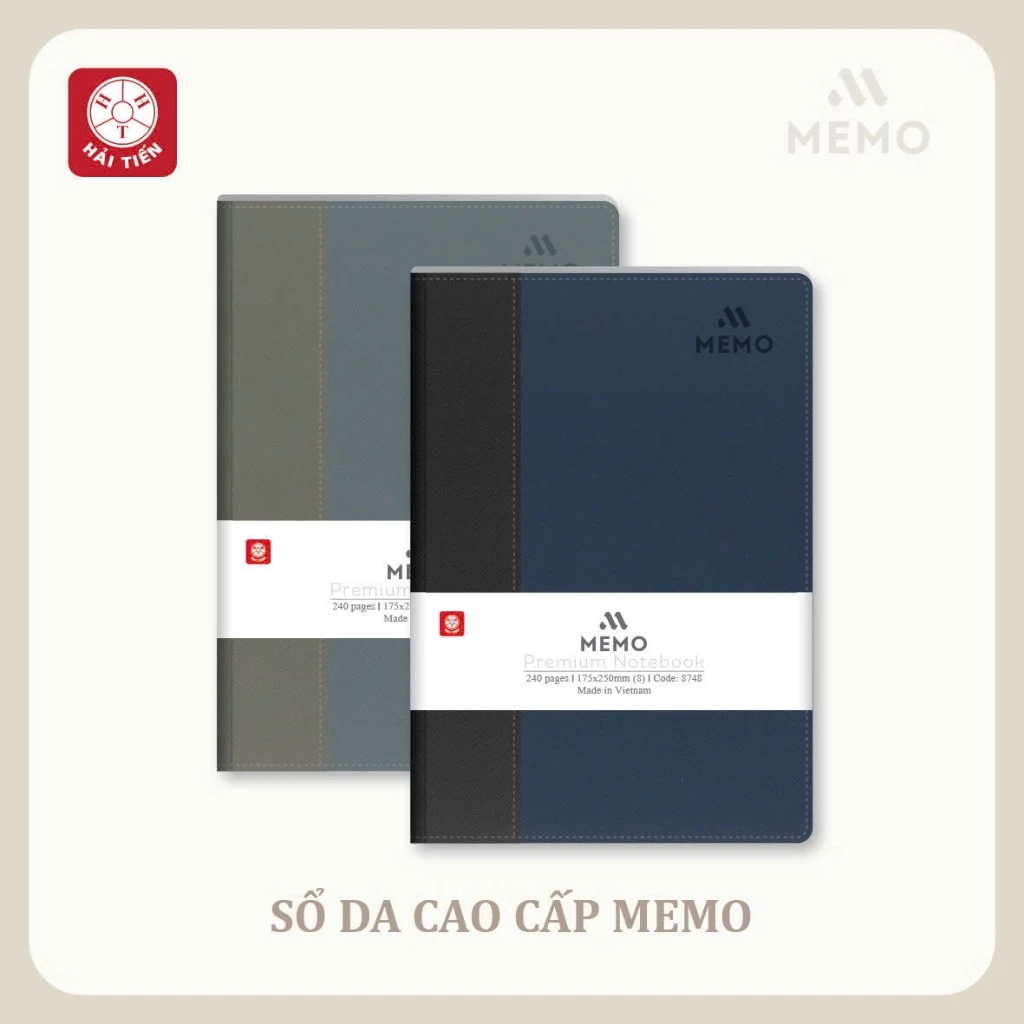 HẢI TIẾN Sổ da cao cấp - Memo (Đủ kích thước)
