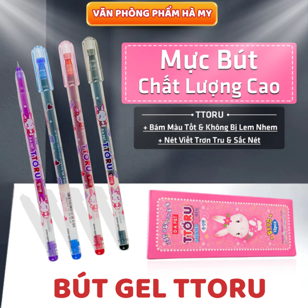 Hộp 12 Cây Bút Viết Mực Nước Nho Thơm TToru Mực Tím Ngòi 0.4mm Chính Hãng Hàn Quốc