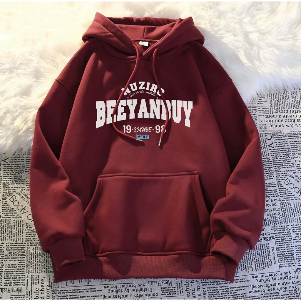 Áo Hoodie nữ nam áo khoác nỉ bông tay bồng form rộng unisex KONOVA chất liệu nỉ bông dày dặn