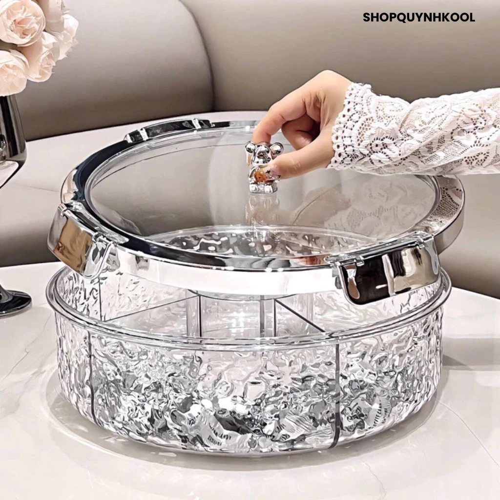 Khay Mứt Tết Cao Cấp Chia Ngăn Có Nắp Đậy Mẫu Mới Sang Trọng - Khay Đựng Bánh Kẹo Decor Phòng Khách Nhà Cửa ( DIDOOGLT)