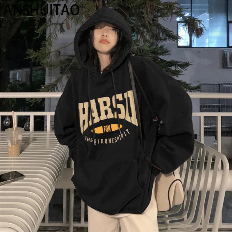 Áo hoodie fom rộng basic họa tiết in chữ HARSII nam nữ mặc đều đẹp