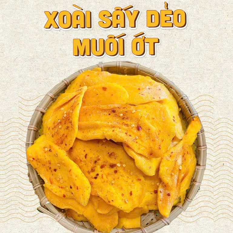 (MỚI) Xoài Sấy Dẻo Muối Ớt Nguyên Miếng 1kg/500g, Đặc Biệt Vị Chua Cay, Mềm Dẻo, Không Xơ