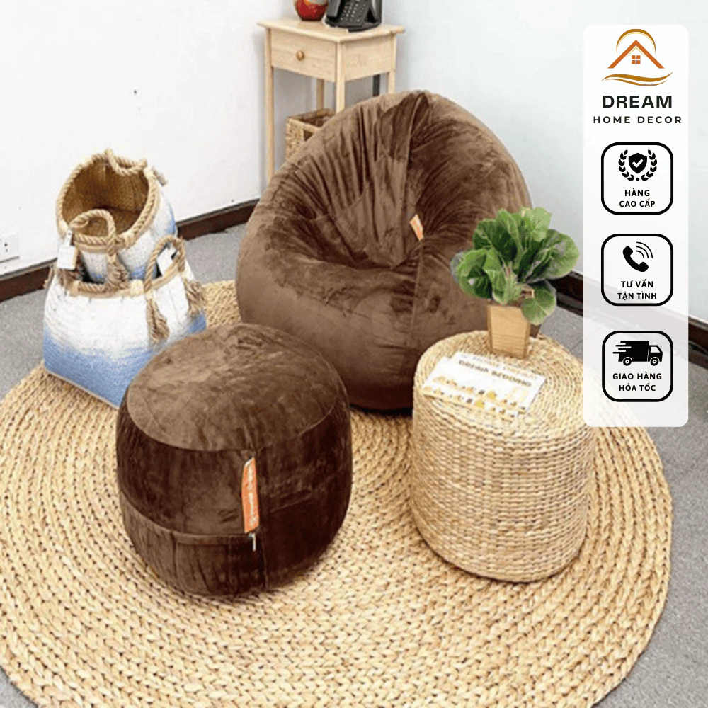 Size M - Gối lười hạt xốp đa năng cho gia đình, văn phòng giá rẻ - đủ màu