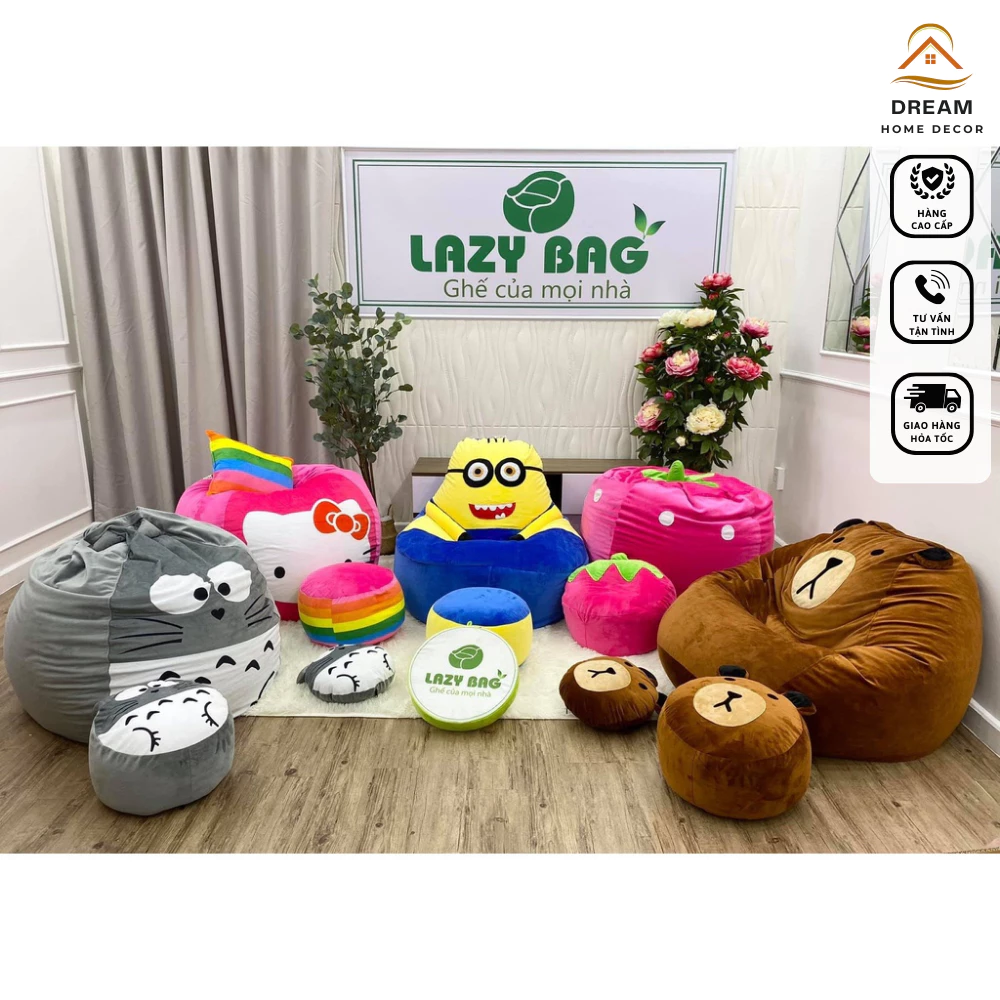 Combo bộ 3 ghế lười gấu Bear vừa trang trí nhà vừa giúp bé thêm yêu đọc sách hơn