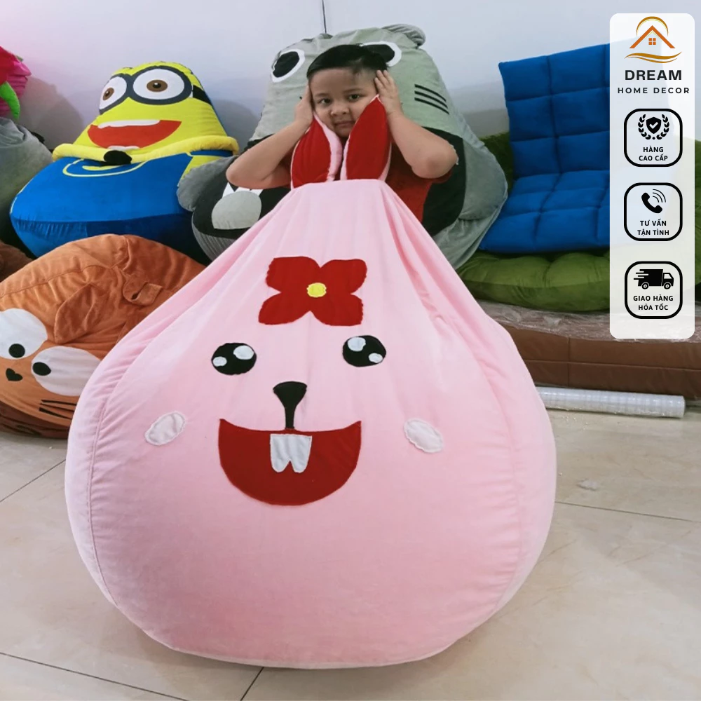 { Hỏa tốc} - ghế lười hạt xốp, ghế hạt xốp thỏ hồng dễ thương