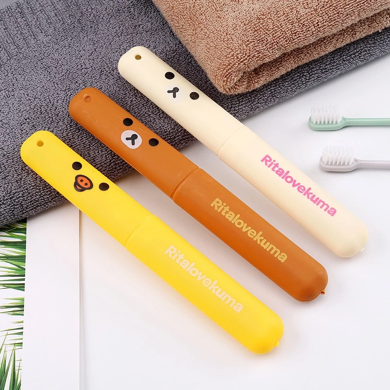 🍉Hộp Đựng Bàn Chải Du Lịch - Hộp Đựng Bàn Chải Đánh Răng Gấu Rilakkuma Đáng yêu EUNIO