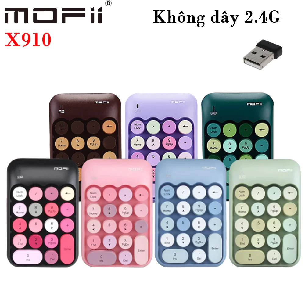 [Hỏa tốc] Bàn phím số không dây MOFII X910, Hàng Chính Hãng - Tặng kèm PIN - Numpad không dây - Nhiều màu sắc CUTE
