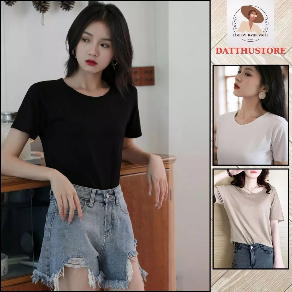 Áo thun ngắn tay cho nữ mùa hè cổ tròn AHA STORE , dáng rộng áo sơ mi xếp lớp bên trong  (AH61)