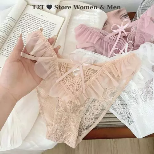 Tình yêu của gió Quần lót nữ ren lưới phối dây đẹp đính nơ quyến rũ xinh đồ lót xinh 98 Viền Ren Women