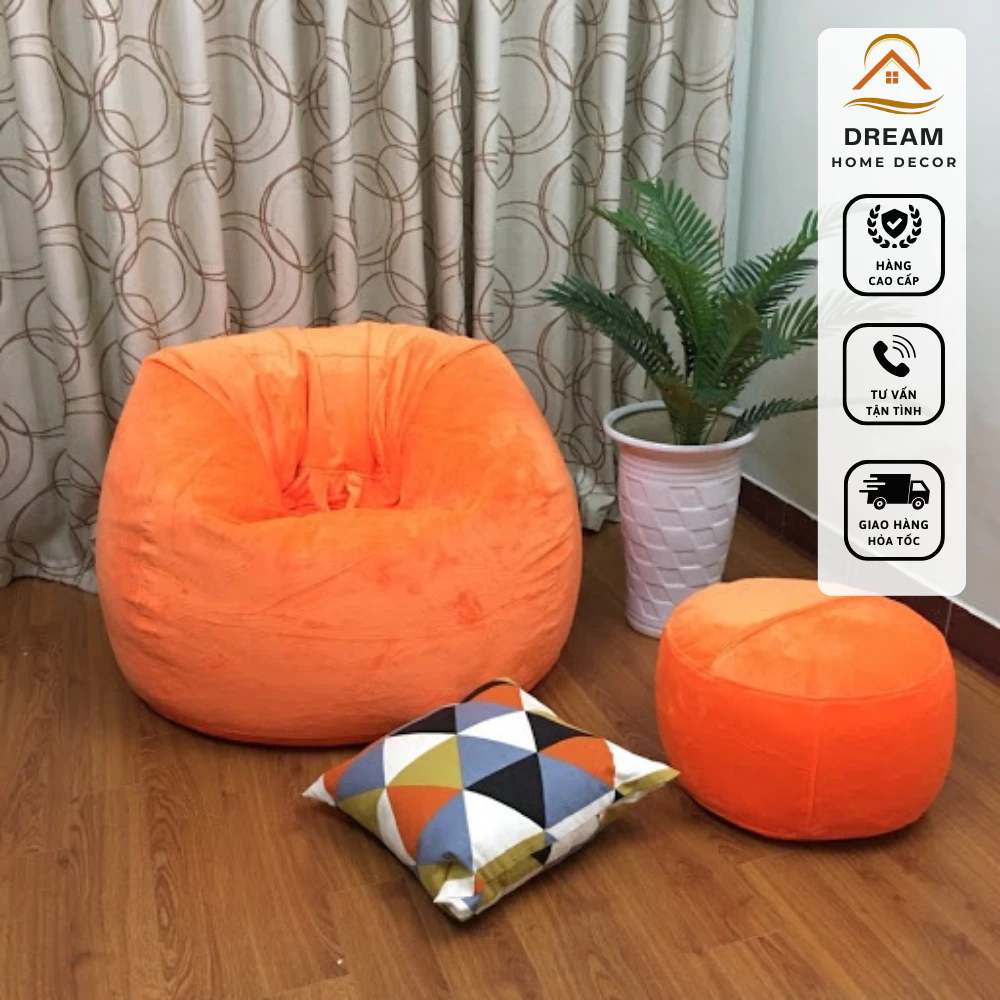 { Hỏa Tốc } Vỏ ghế lười hạt xốp vải kate chống nhăn