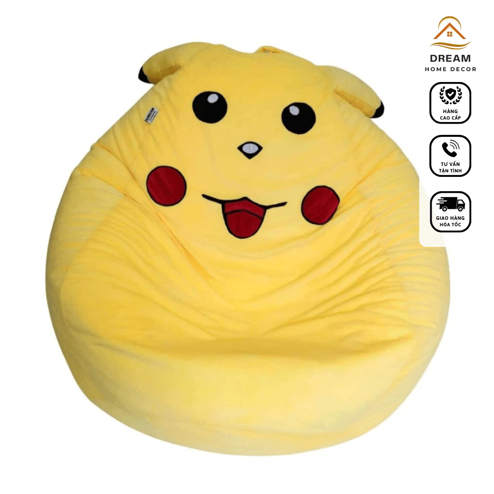 { Rẻ } Ghế lười hạt xốp, ghế thư giãn pikachu siêu dễ thương
