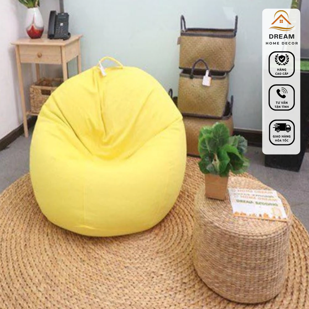 { NHANH} Gối lười hạt xốp GIÁ RẺ phù hợp cho đọc sách, xem phim - MÀU VÀNG