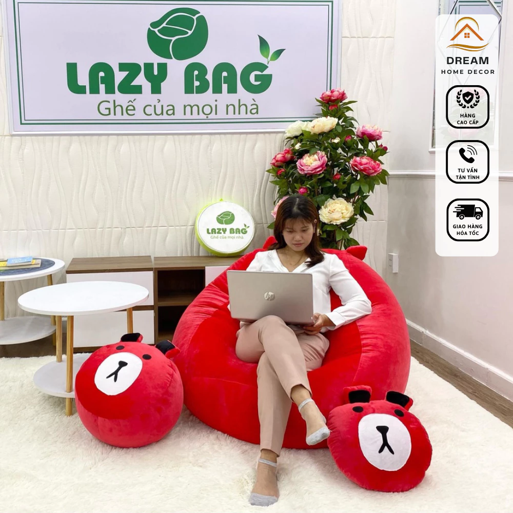 Ghế lười hạt xốp hình thú Brown - Phiên bản giới hạn