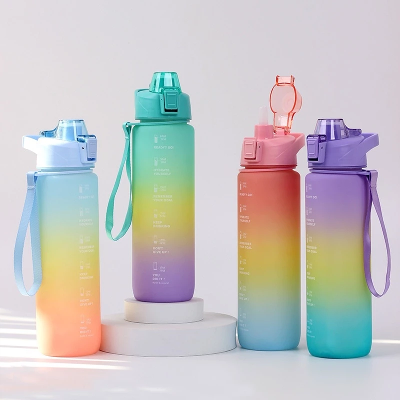 Bình đựng nước 2 lít chia vạch thời gian dành cho người bình nước 1 lít 600ml có chất liệu an toàn tiện lợi