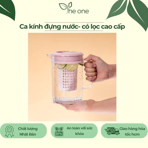 Bình nước cao cấp Hokori. thiết kế đầu lọc đá và bã trà, nhựa nguyên sinh chịu nhiệt, bình kính trong suốt đựng detox