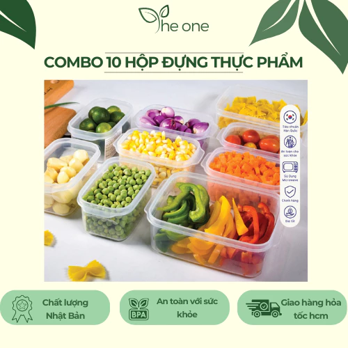 Set 10 hộp thực phẩm Hiệp Thành. Thành phần nhựa PP an toàn, không hôi nhựa hộp đựng hành lá