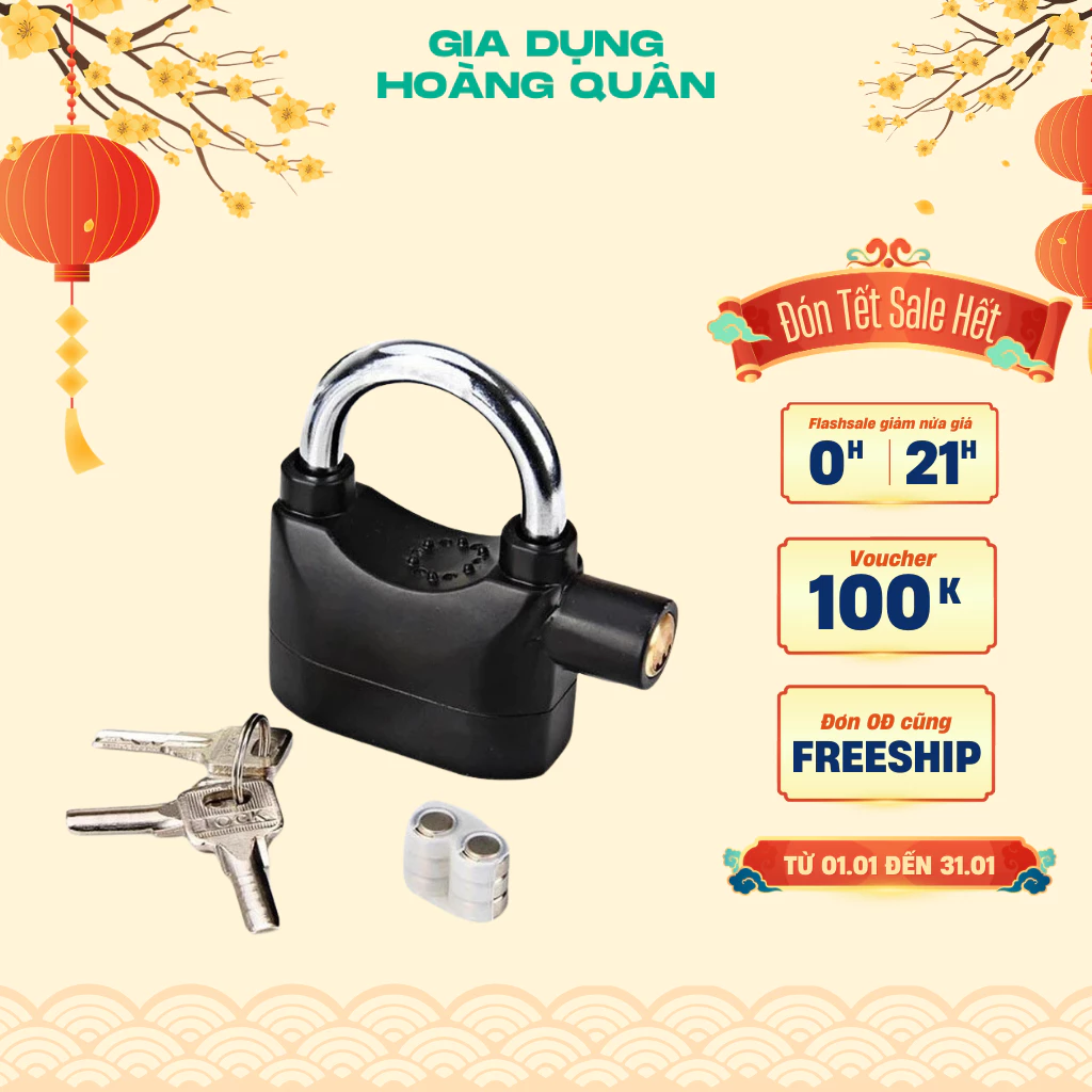 Khoá Chống Trộm, Ổ Khoá Chống Trộm DIDOOGLT Có Còi Báo Động An Toàn Tiện Dụng