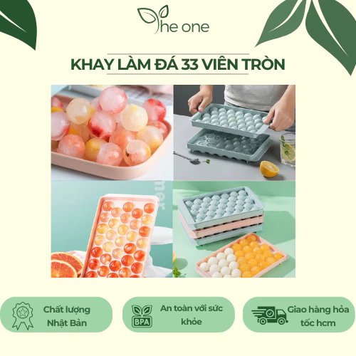 Khay làm đá Hokori cao cấp 33 viên kèm hộp. Chất liệu nhựa pp an toàn, chịu nhiệt & dễ tách đá