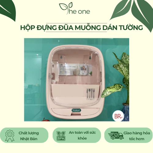 Hộp đựng đũa dán tường Hokori. Thiết kế chia ngăn, có nắp đậy chống kiến dán, thoát nước chống ẩm mốc. hộc đũa muỗng