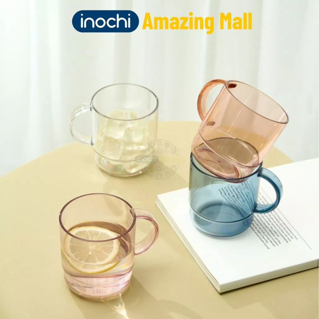 Cốc nhựa có quai Inochi Waso 360ml 490ml dễ xếp chồng nhiều màu bền đẹp chống va đập tốt Amazing Mall