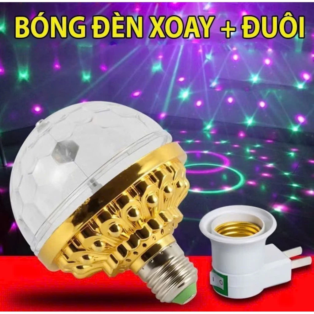 Đèn LED Xoay 7 Màu Vũ Trường Xoay Theo Nhạc ,Hiệu Ứng 360 Độ Kèm Đui Cắm