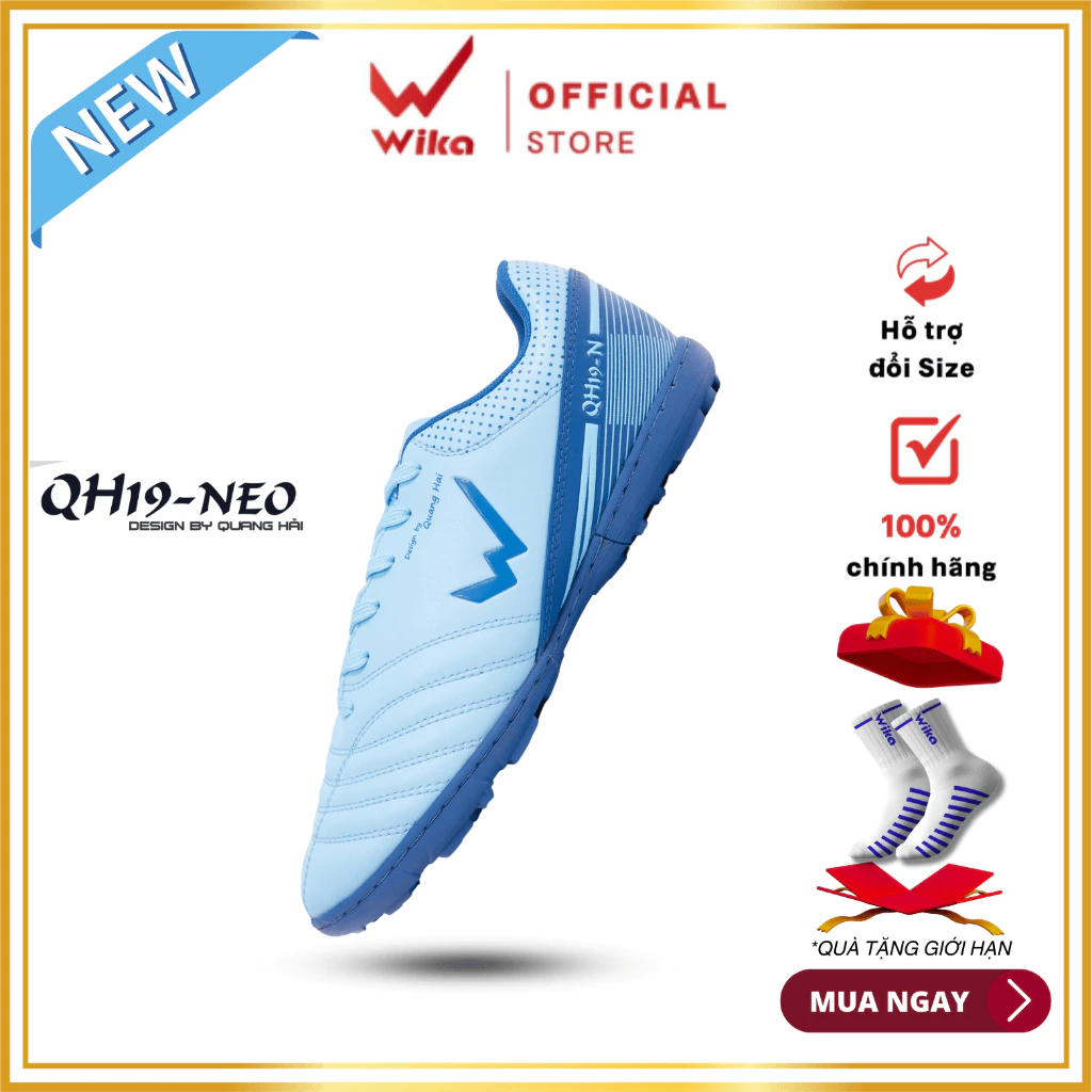Giày Đá Bóng Wika Qh19 Neo Quang Hải, Cho Sân Cỏ Nhân Tạo Đã Được Khâu Toàn Bộ Đế , Hàng Chính Hãng