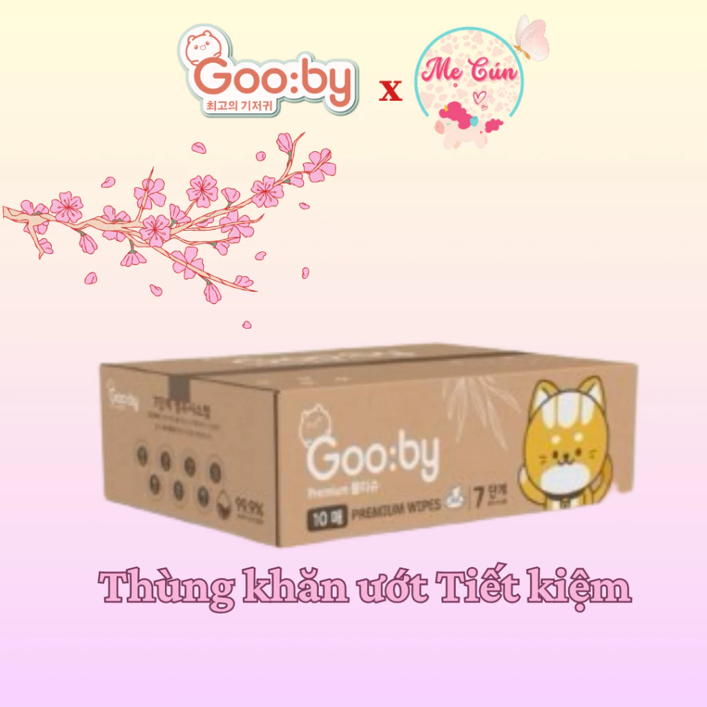 Khăn ướt GOOBY thùng 10 gói loại 100 tờ/gói, 60 tờ/gói an toàn cho bé, không Paraben