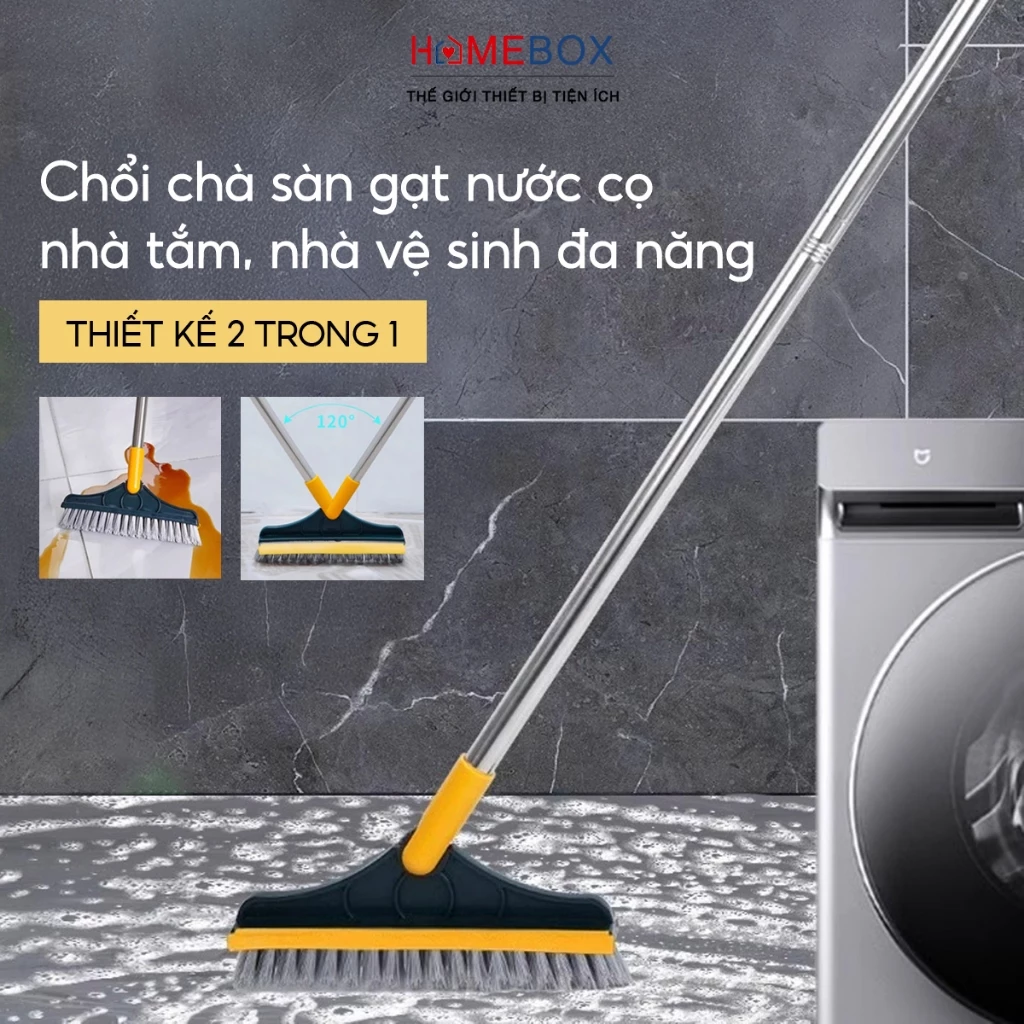 Cây Chà Sàn Nhà Tắm Đa Năng 2 Trong 1, Chổi Cọ Sàn Gạt Nước Phòng Tắm Nhà Vệ Sinh Lau Kính Tiện Dụng