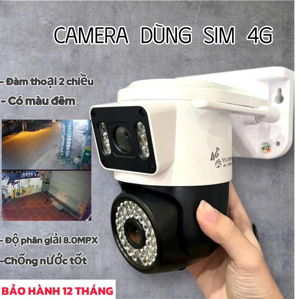 (QUÀ TĂNG đơn cam+thẻ) Camera Yoosee Dùng Sim 4G Xem 2 Khung Hình,Có Màu Đêm,Chống Nước Cao Cấp