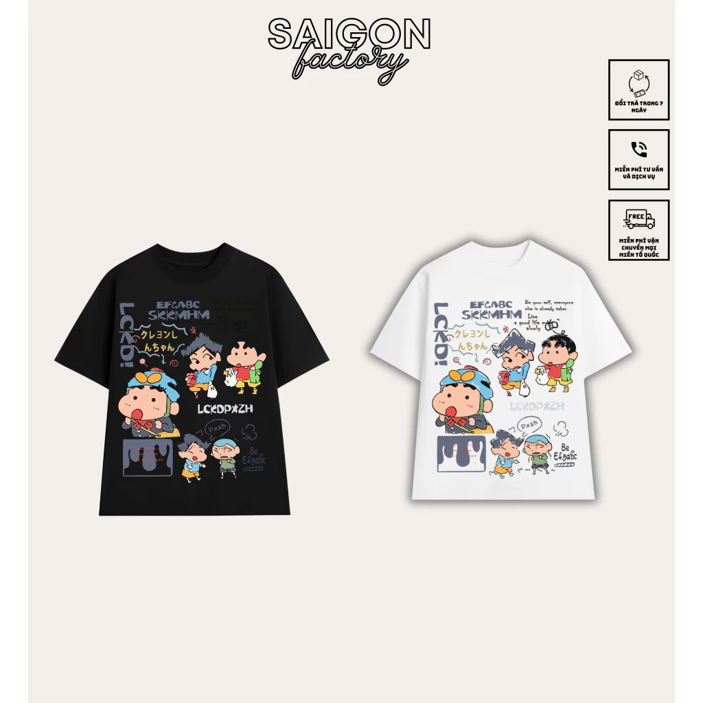 [ Vải Xịn ] Áo thun Bé Shin Cute 001 Saigon Factory - Áo phông nam nữ Form rộng Tay lỡ Cao Cấp