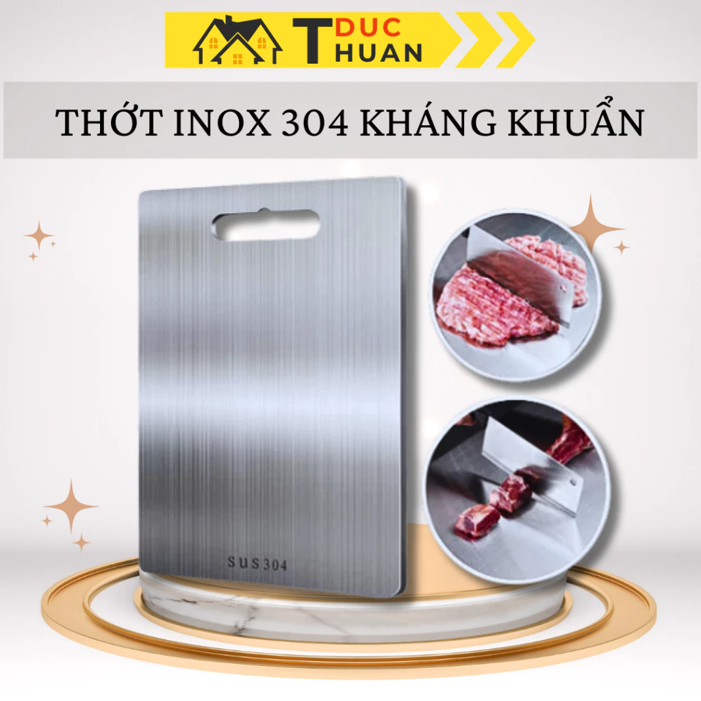 Thớt Inox 304 Kháng Khuẩn Cao Cấp Chống Âm Mốc Độc Hại, Vệ Sinh Dễ Dàng, Cường Lực Không Mùn Gỗ
